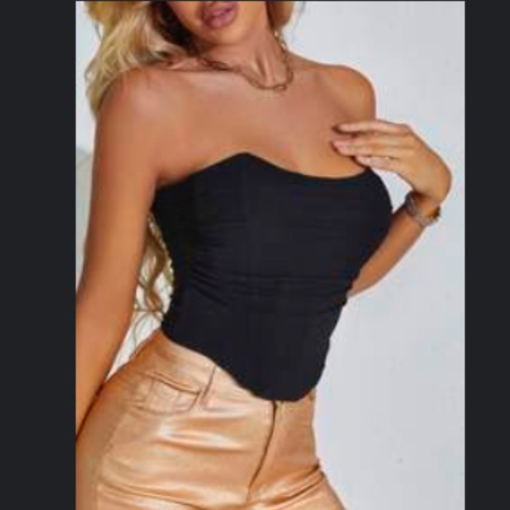 Black Corset-Back Top (Black, Medium)